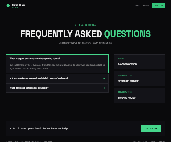 Nocturea — FAQ