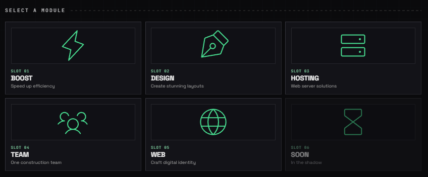 Nocturea — module grid, six slots