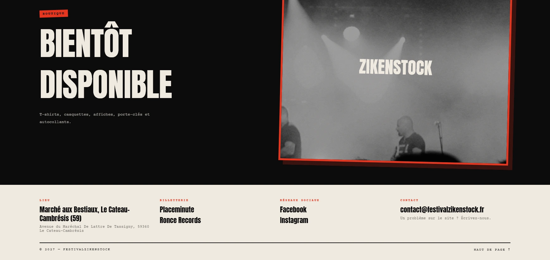 Zikenstock — Shop announced, resellers repeated in the footer